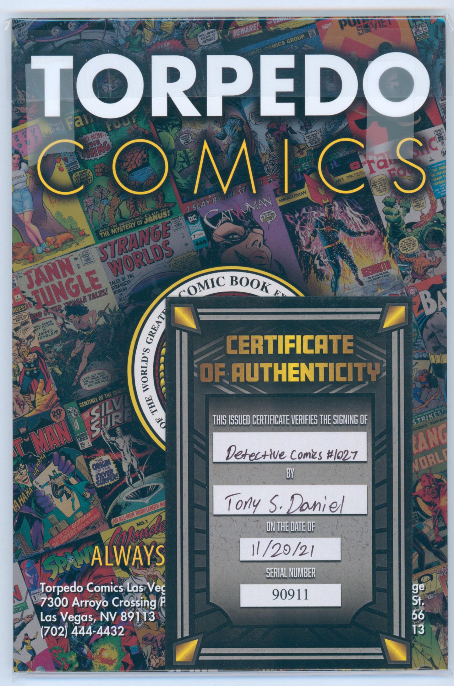 Batman Detective Comics #1027 Raw Comic Signed by Tony S. Daniel w/COA