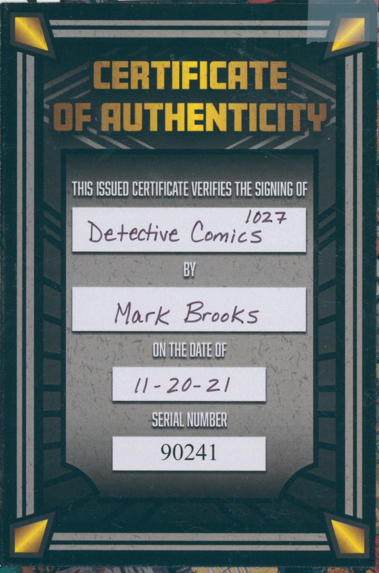 Batman Detective Comics #1027 Signed by Mark Brooks Virgin Edition Raw Comic
