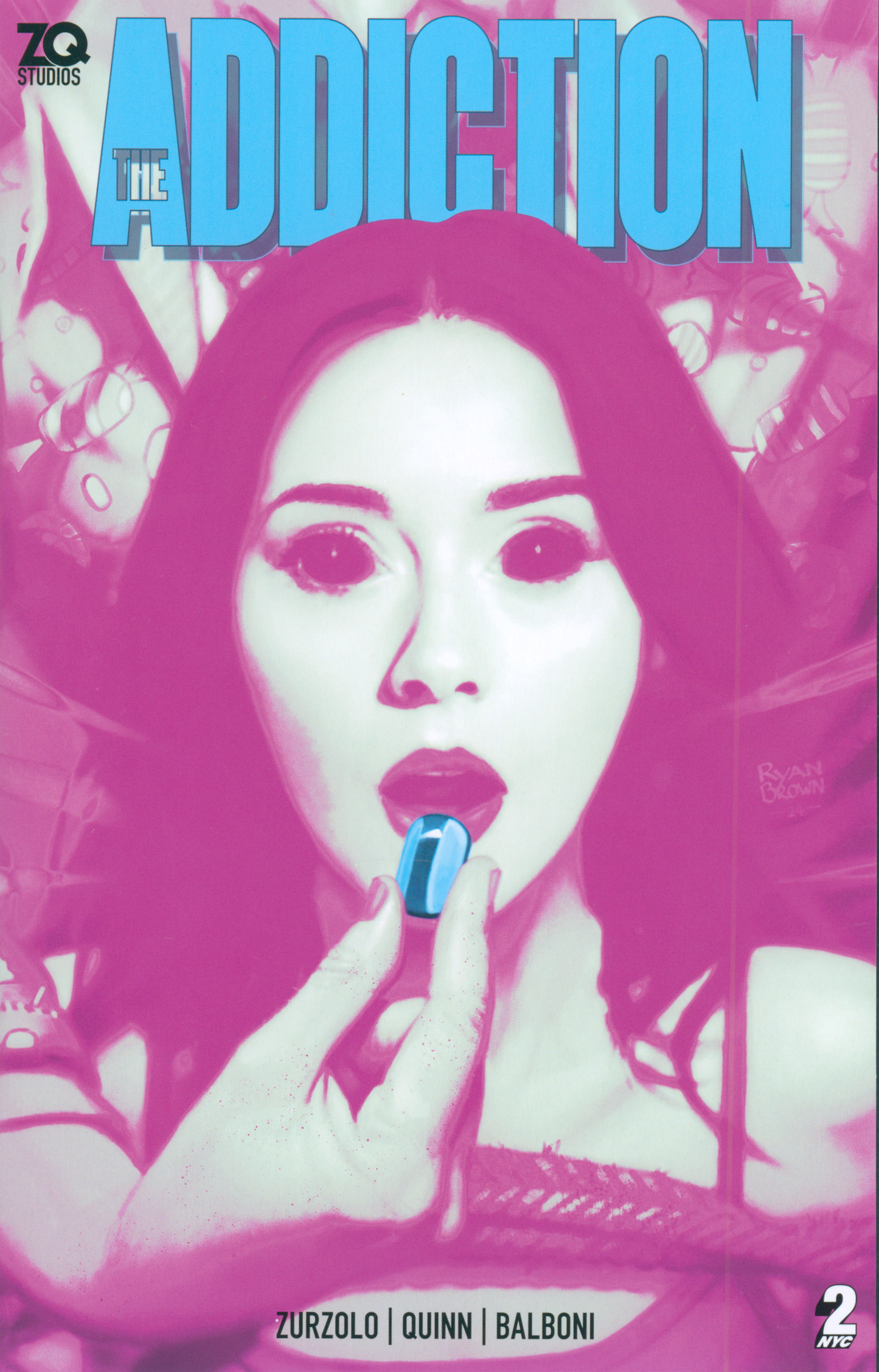 Addiction #2 Ryan Brown NYCC Blue on Pink Variant
