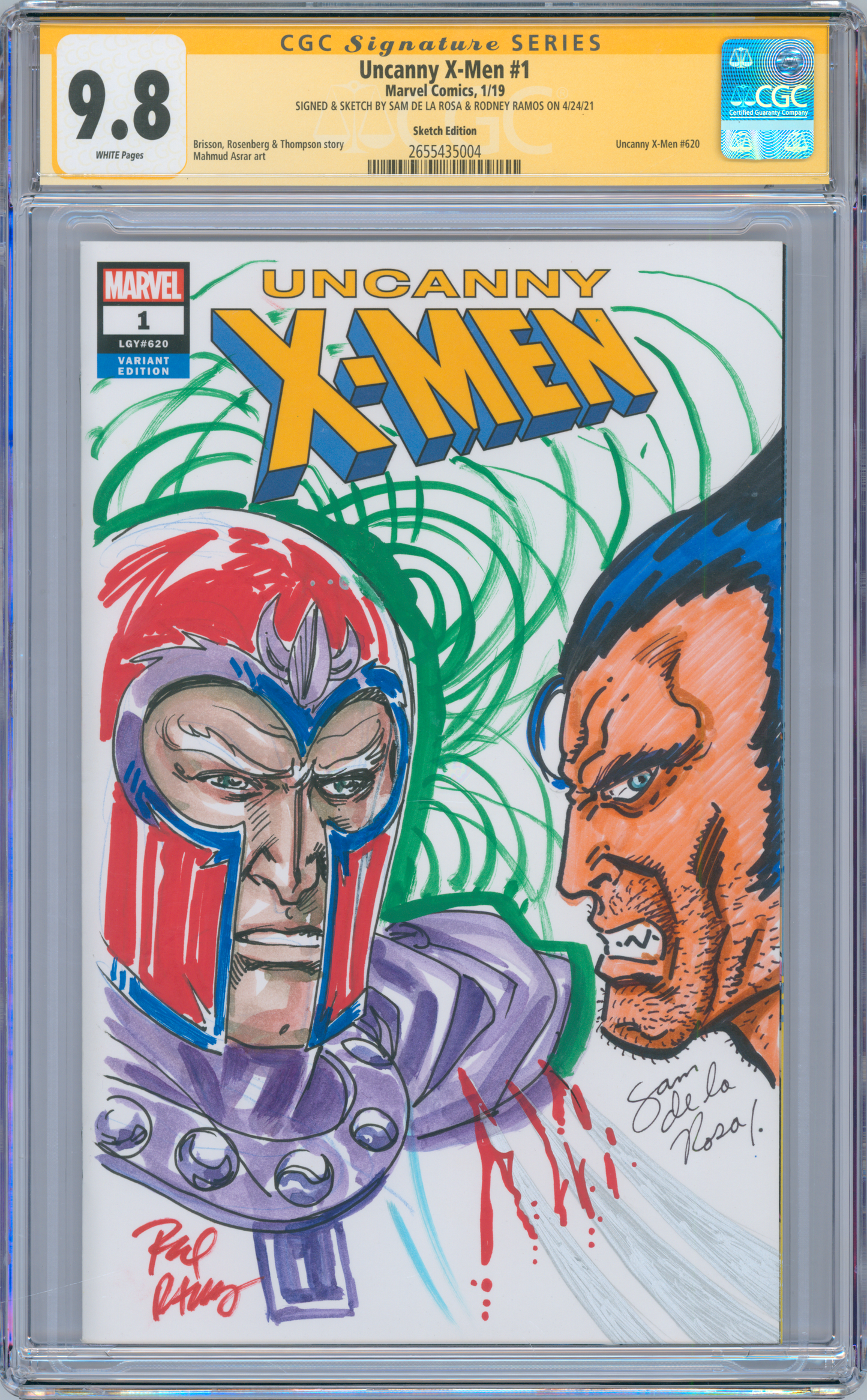 Uncanny X-Men #1 9.8 CGC Signed & Sketched Sam De La Rosa & Rodney Ramos
