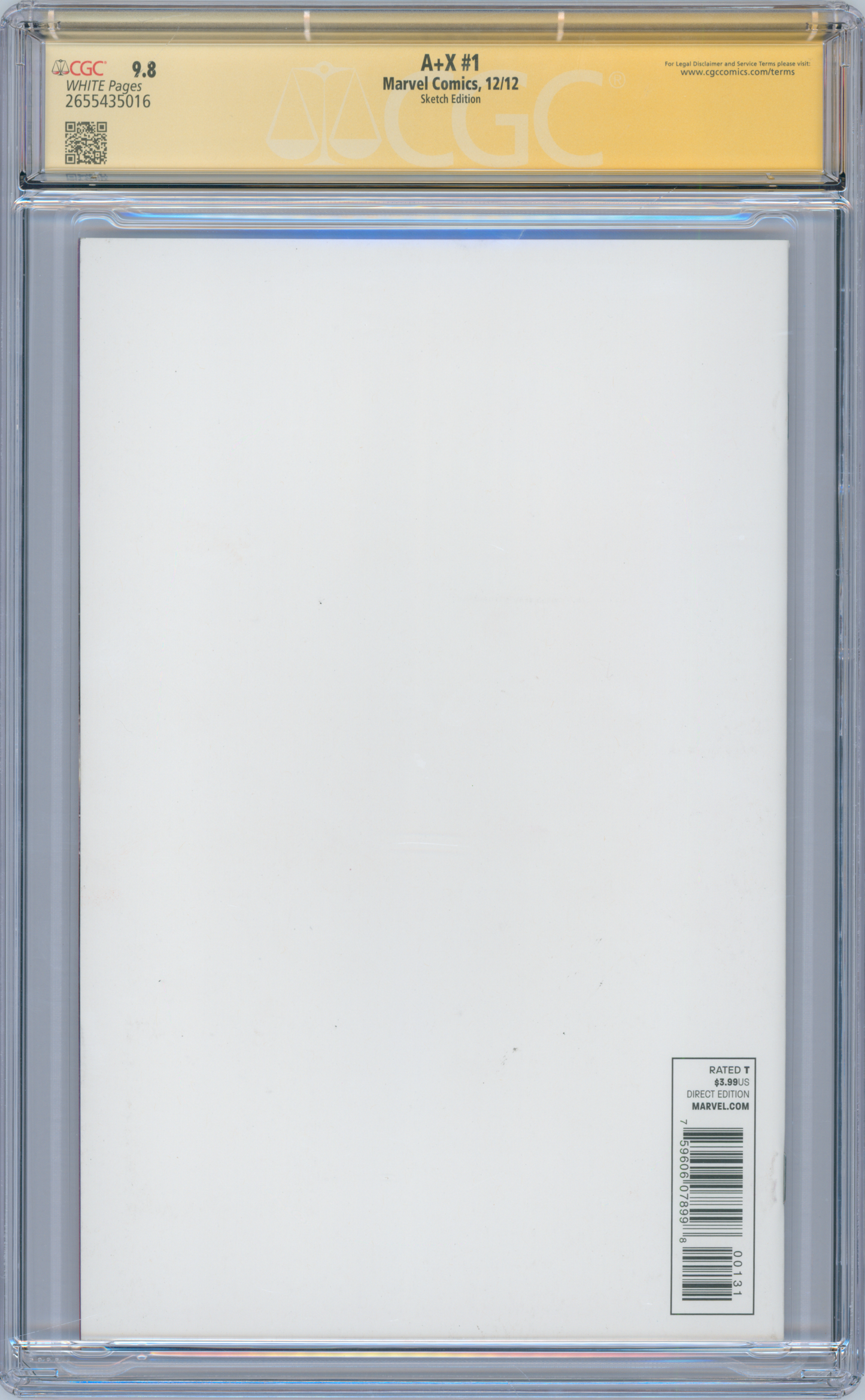 A+X #1 9.8 CGC Signed & Sketched Sam De La Rosa & Rodney Ramos