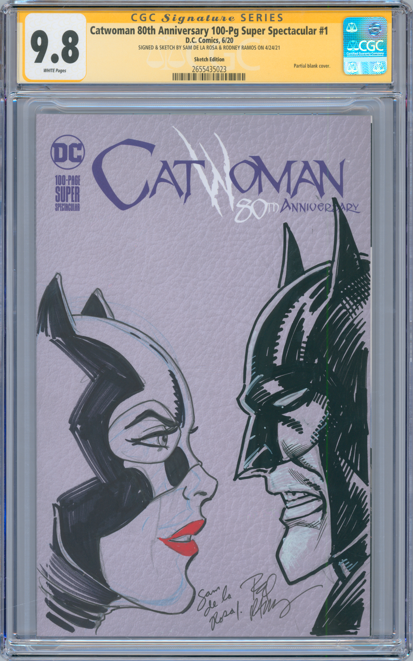 Catwoman Super Spectacular #1 9.8 CGC Signed and Sketched Sam De La Rosa & Rodney Ramos