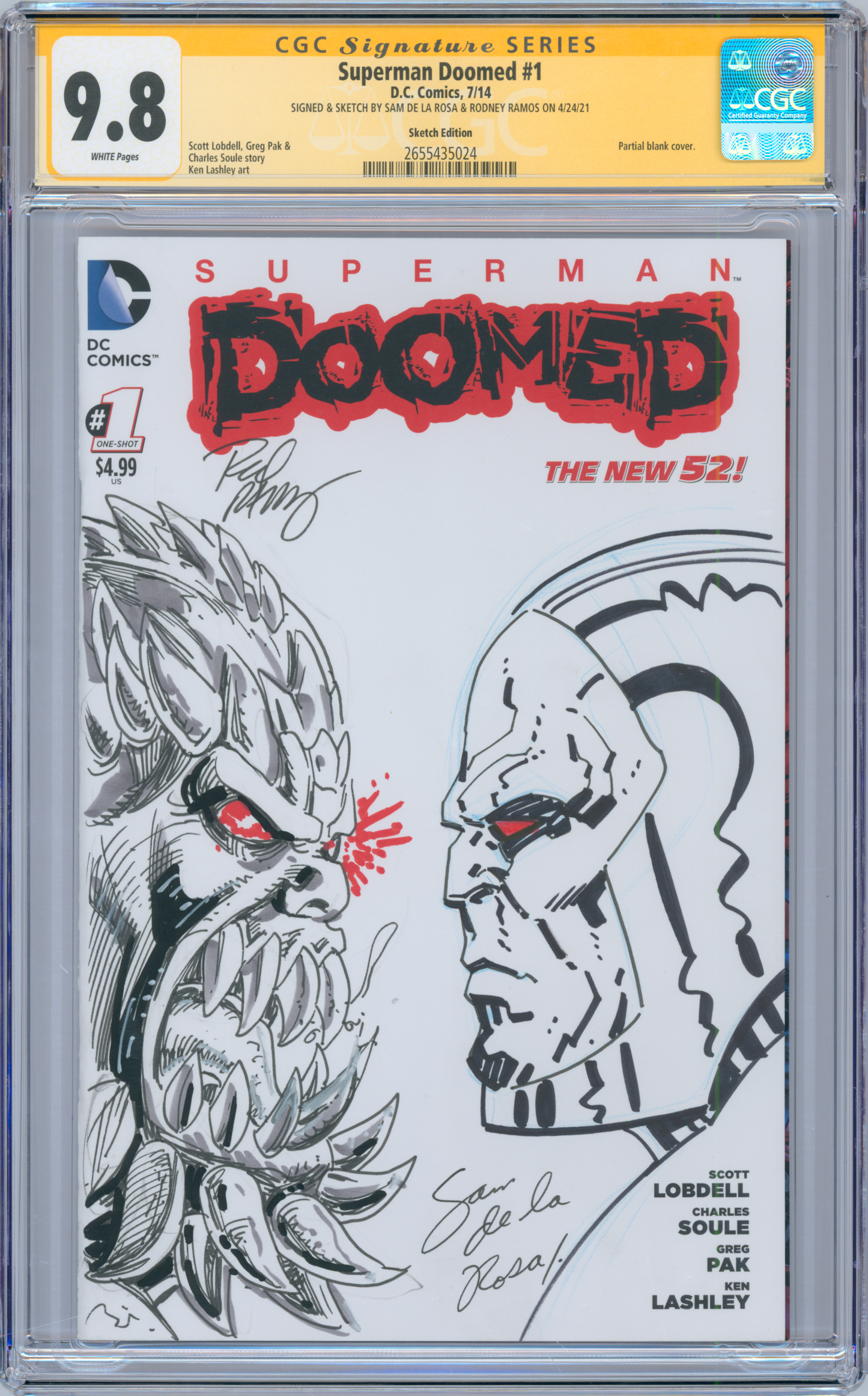 Superman Doomed #1 Signed and Sketched Sam De La Rosa & Rodney Ramos