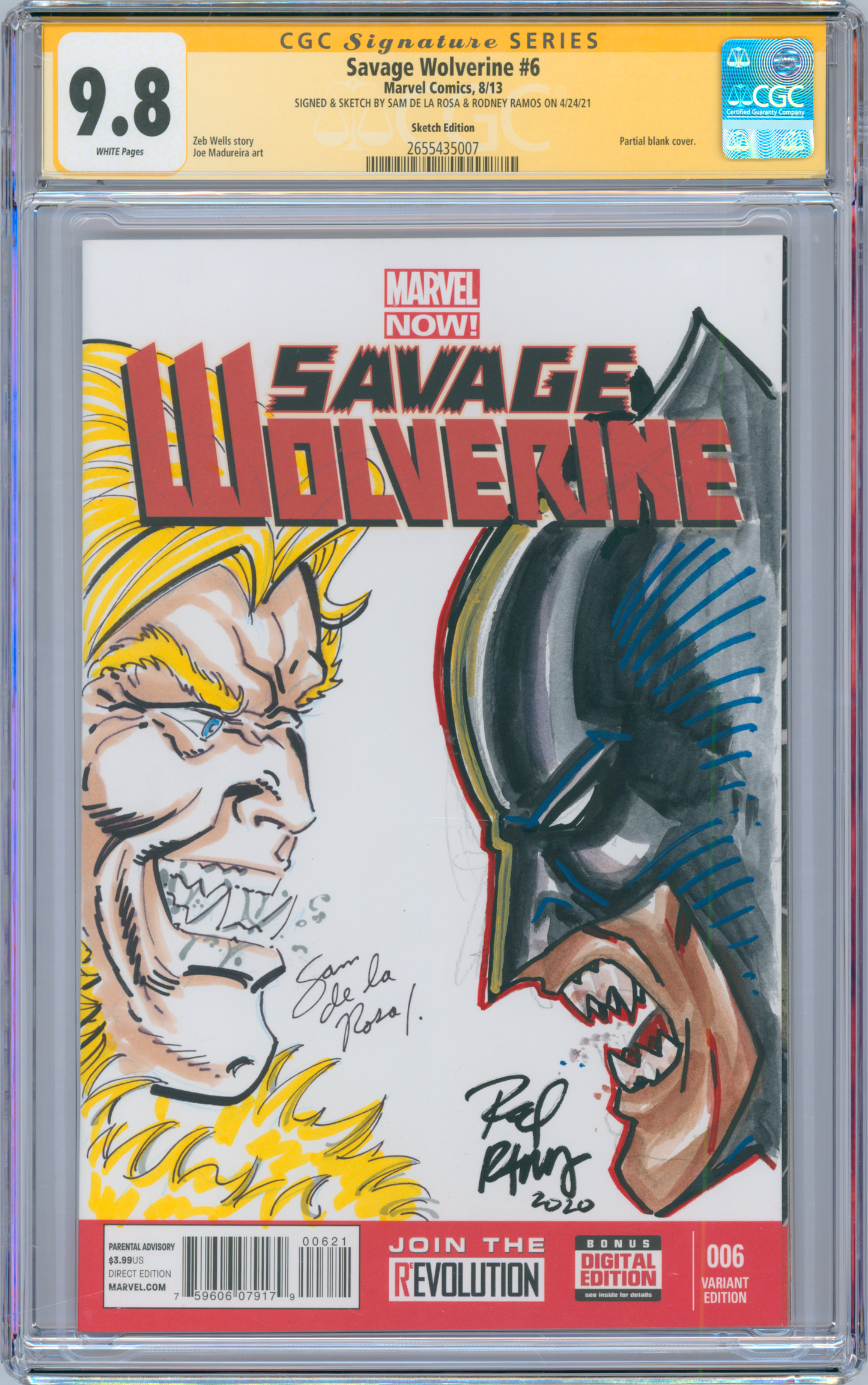 Savage Wolverine #6 9.8 CGC Signed & Sketched Sam De La Rosa & Rodney Ramos
