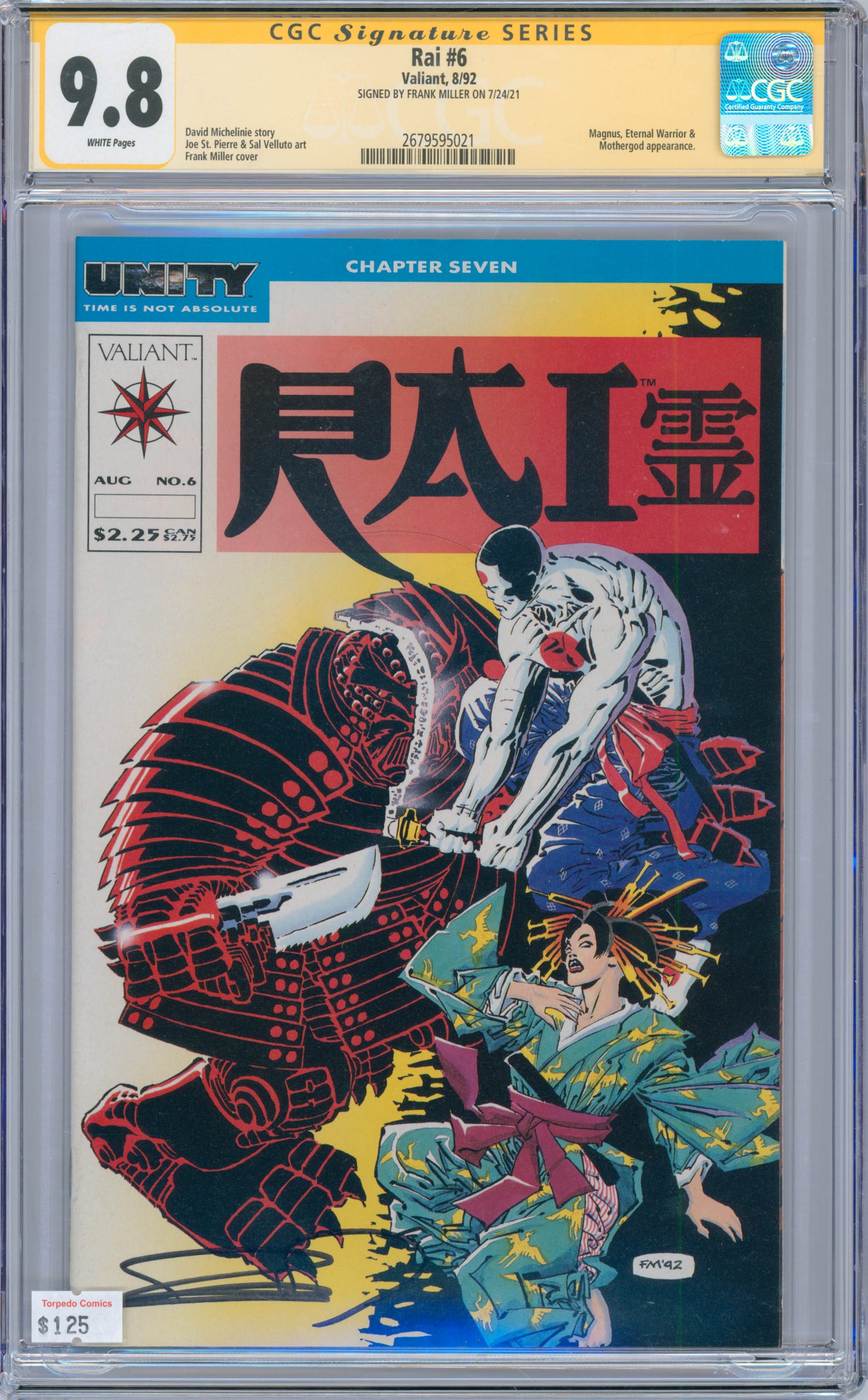 Rai #6 (1992) CGC 9.8 Signed by Frank Miller
