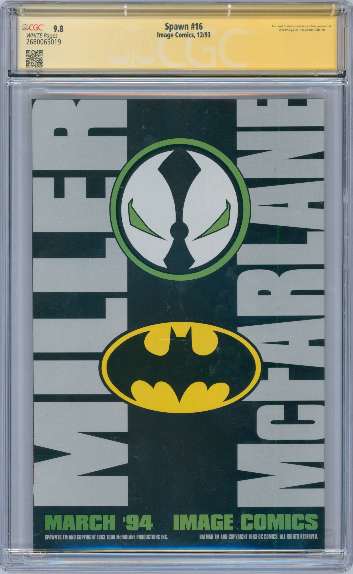 Spawn #16 (1993) CGC 9.8 Signed by Dan Panosian