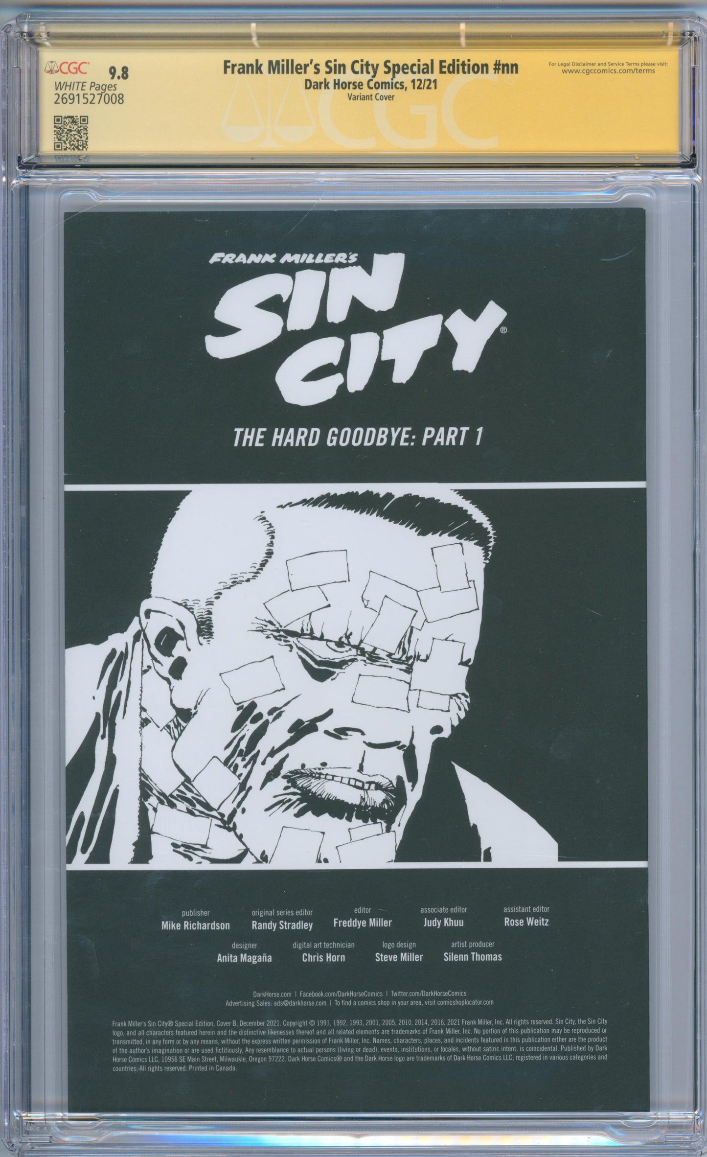 Frank Miller's Sin City Special Edition #nn (2021) CGC 9.8 Sig. Frank Miller