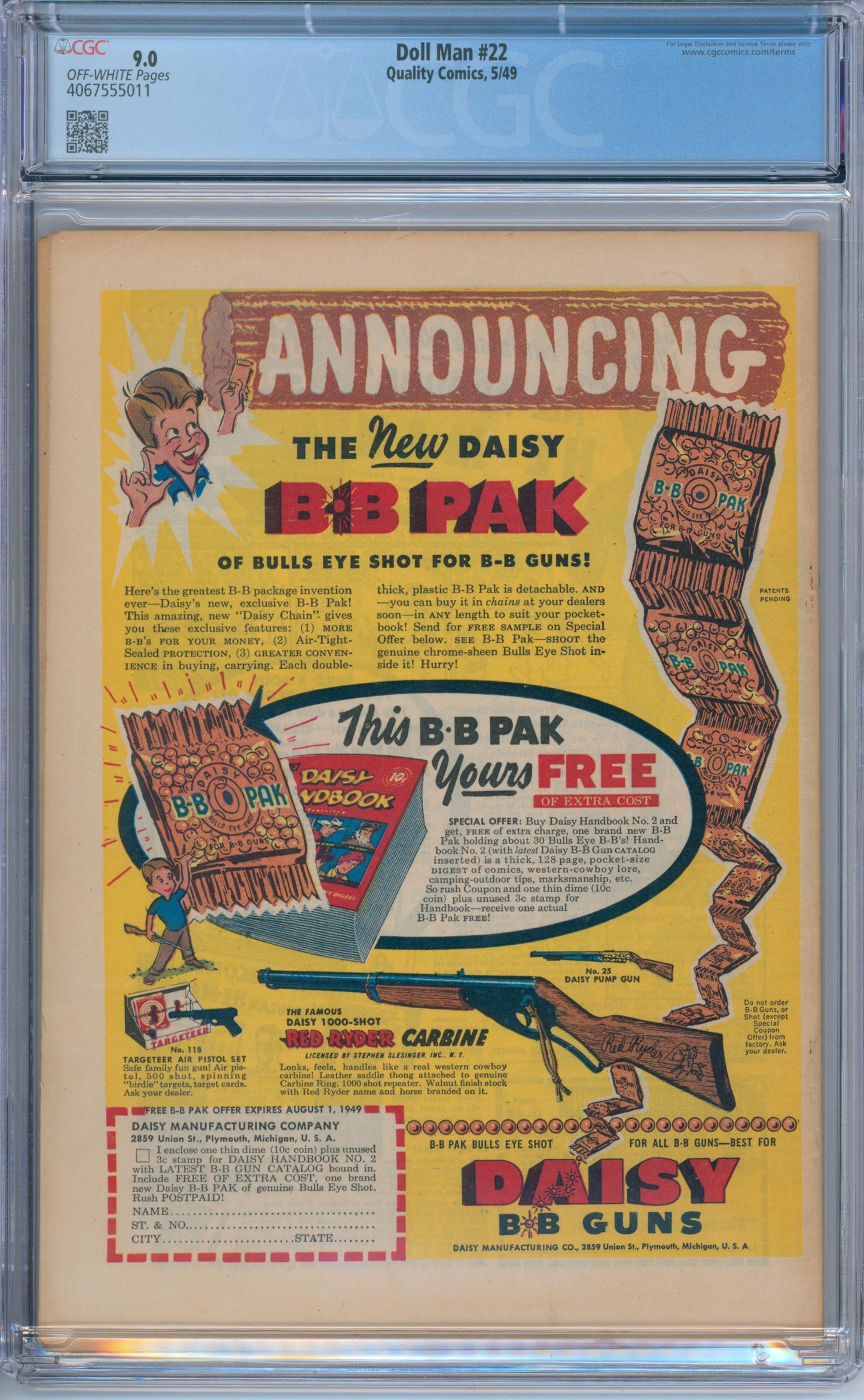 Doll Man #22 (1949) CGC 9.0
