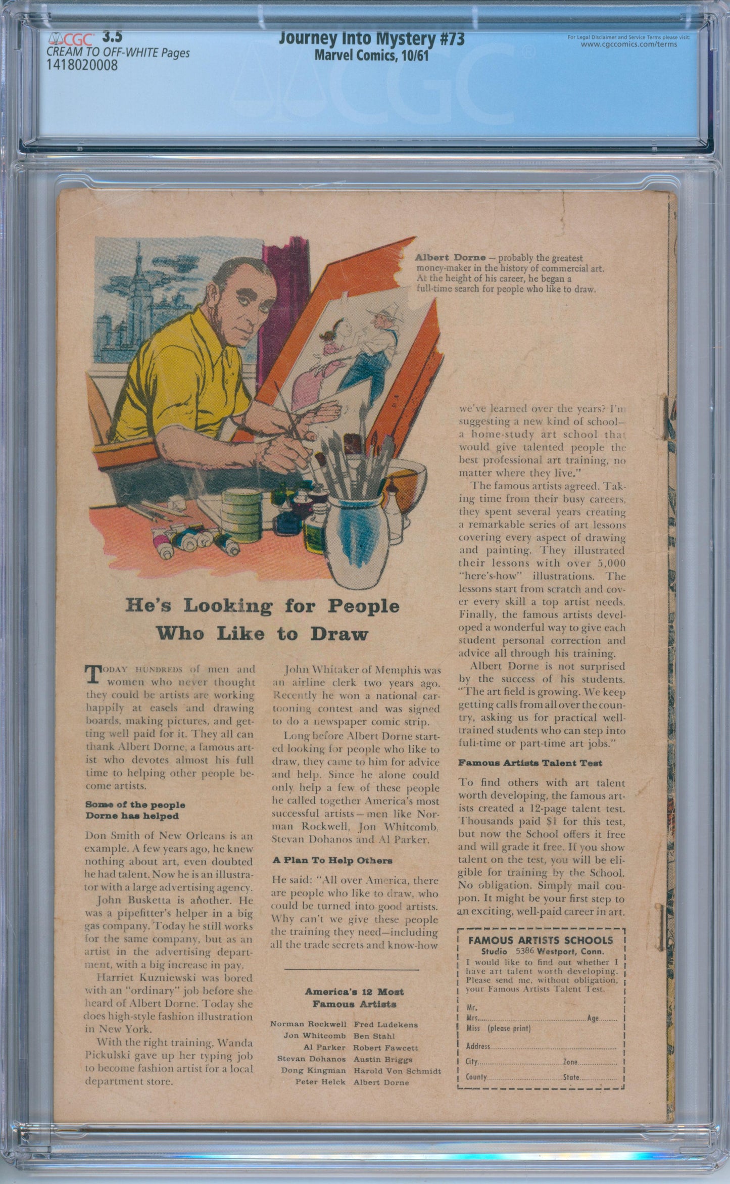 Journey Into Mystery #73 (1961) CGC 3.5