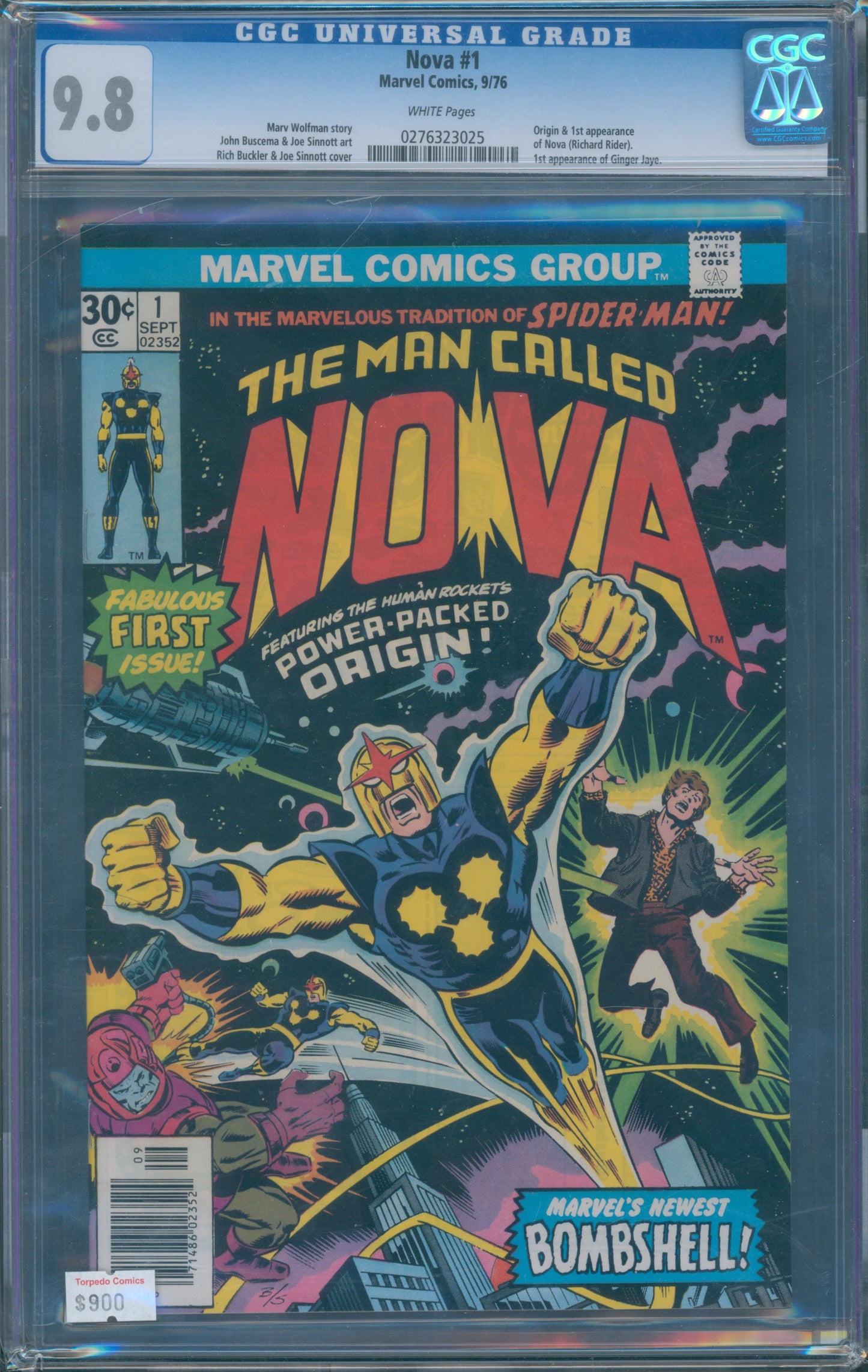 Nova #1 CGC 9.8 Origin & First Appearance of Nova & Ginger Jaye