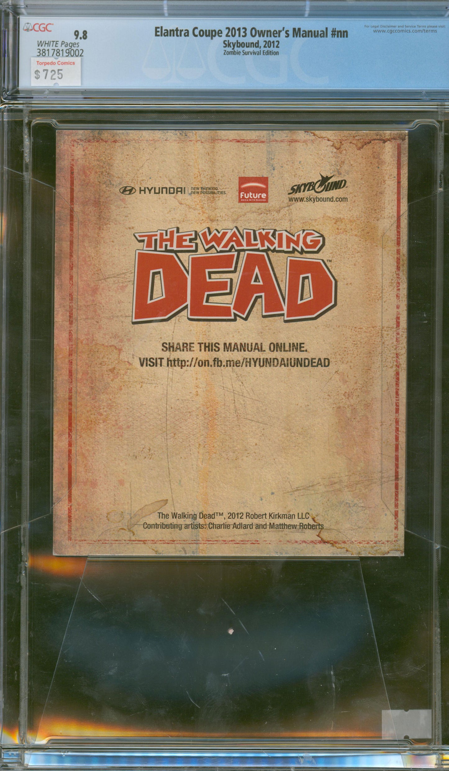 Elantra Coupe 2013 Owner's Manual #nn 9.8 CGC Zombie Survival Edition
