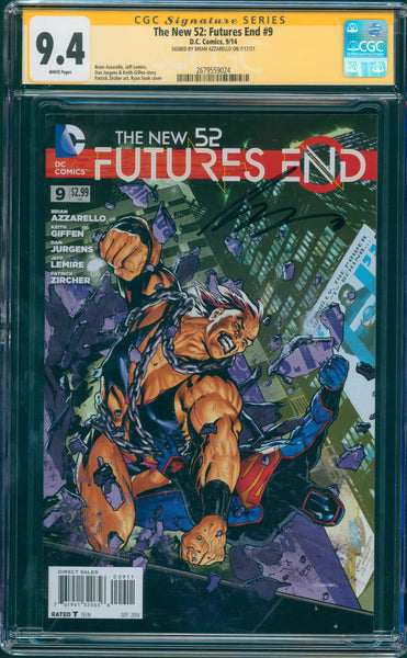 The New 52: Futures End #9 9.4 CGC Signed by Brian Azzarello