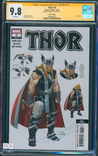 Thor #3 9.8 CGC Signed by Donny Cates Third Printing