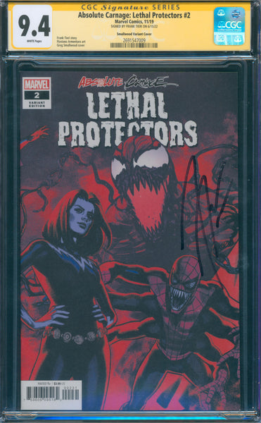 Absolute Carnage: Lethal Protectors #2 9.4 CGC Smallwood Var. Signed Frank Tieri