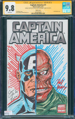 Captain America #1 9.8 CGC Signed & Sketch Sam De La Rosa & Rodney Ramos