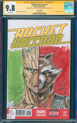 Rocket Raccoon #1 9.8 CGC Signed & Sketch Sam De La Rosa & Rodney Ramos