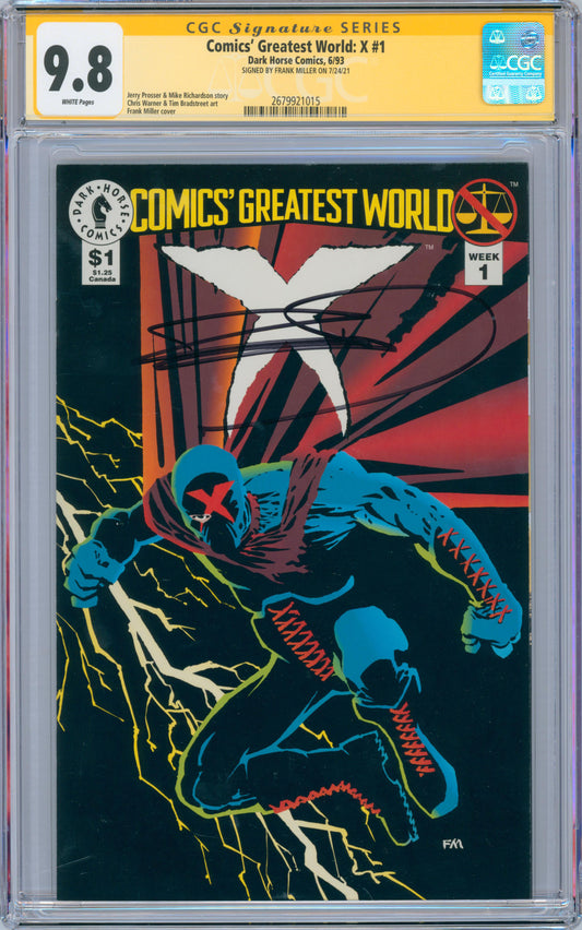 Comics' Greatest World: X #1 9.8 CGC Signed by Frank Miller