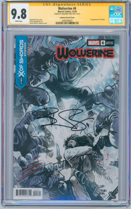 Wolverine #6 9.8 CGC Johnson Variant Cover Signed Benjamin Percy 1st App Solem