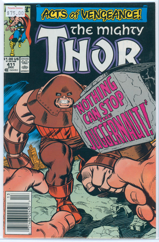 Mighty Thor #411 8.0 VF Raw 1st Cameo New Warriors Newsstand Mark Jewelers