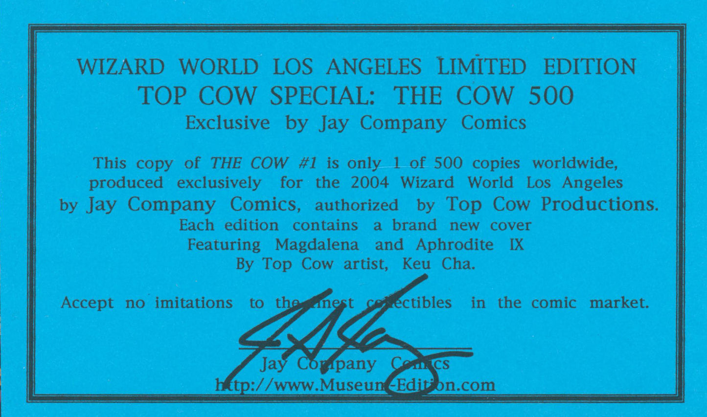 The Cow #1 1:500 9.4 NM Raw Comic