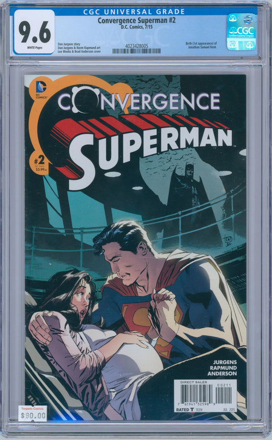 Convergence Superman #2 9.6 CGC Birth (1st Appearance) of Jonathan Samuel Kent