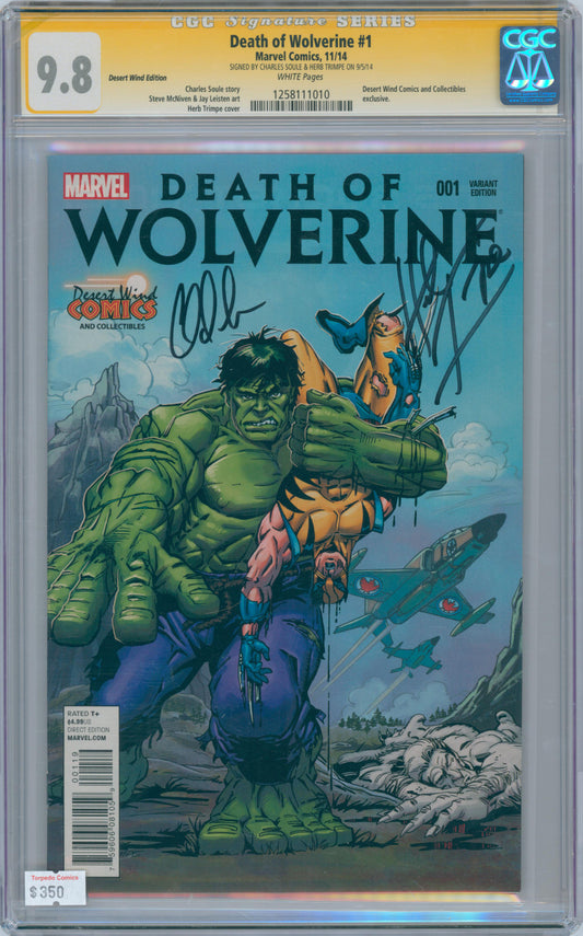 Death of Wolverine #1 9.8 CGC Signed by Charles Soule & Herb Trimpe