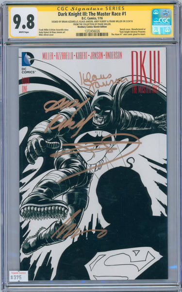 Dark Knight III: Master Race #1 9.8 CGC Sign Azzarello, Janson, Kubert, Miller