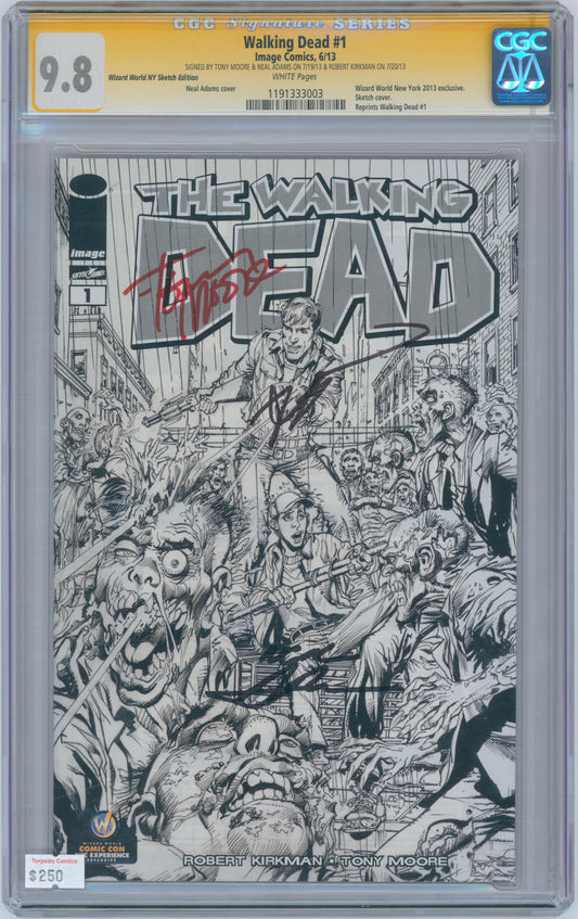 Walking Dead #1 9.8 CGC WW NY Sketch Edition Signed Moore, Adams & Kirkman