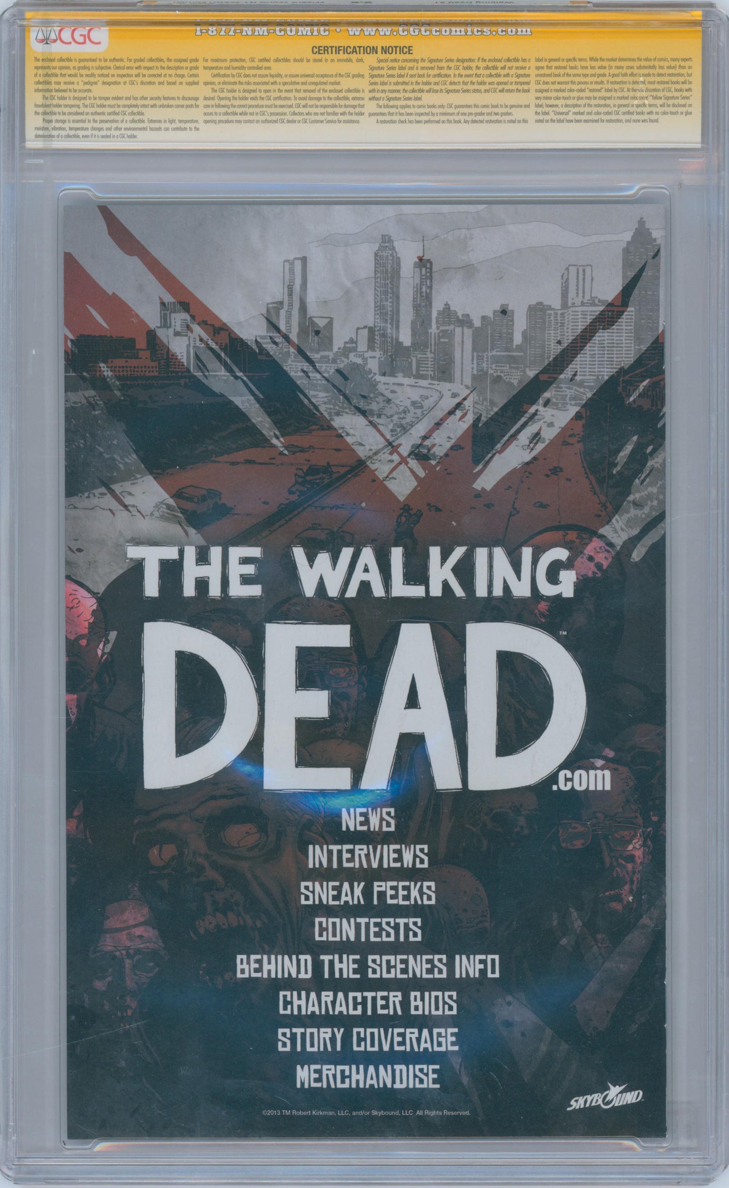 Walking Dead #1 9.8 CGC WW NY Sketch Edition Signed Moore, Adams & Kirkman