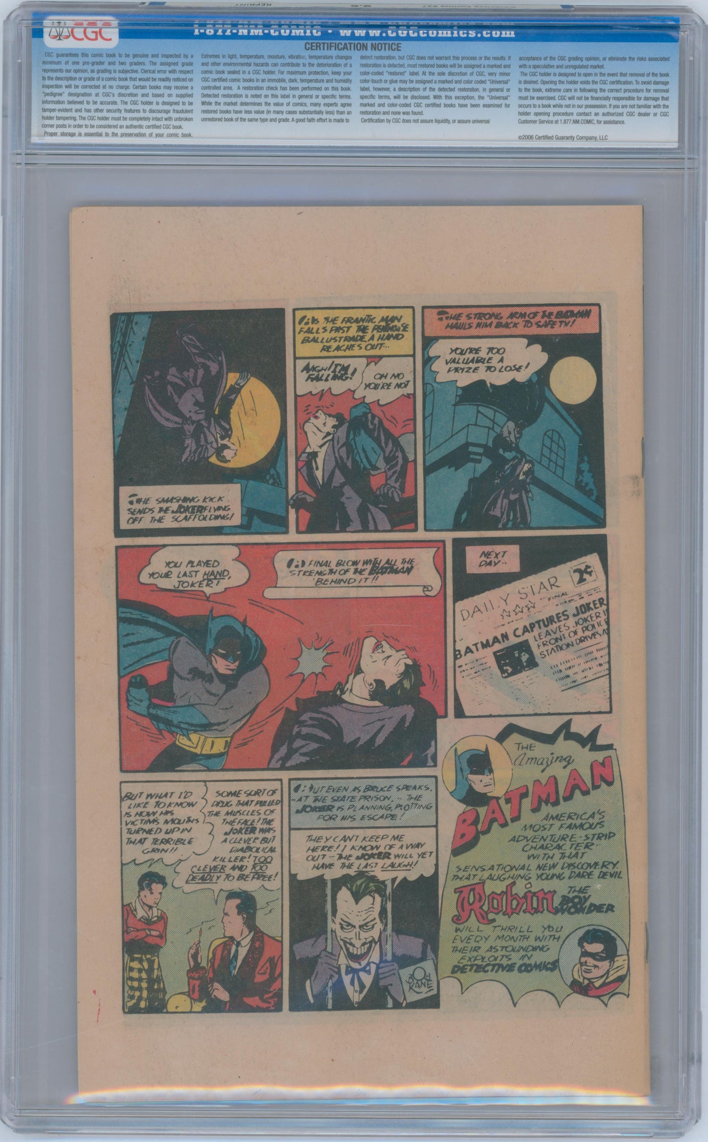 Detective Comics #27 9.6 CGC Reprint