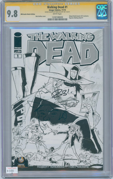 Walking Dead #1 9.8 CGC WW Austin Sketch Edition Signed & Sketch Rob Guillory