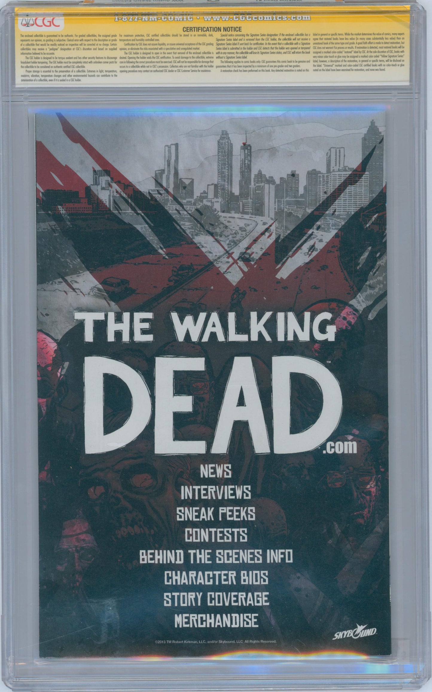 Walking Dead #1 9.8 CGC WW Austin Sketch Edition Signed & Sketch Rob Guillory