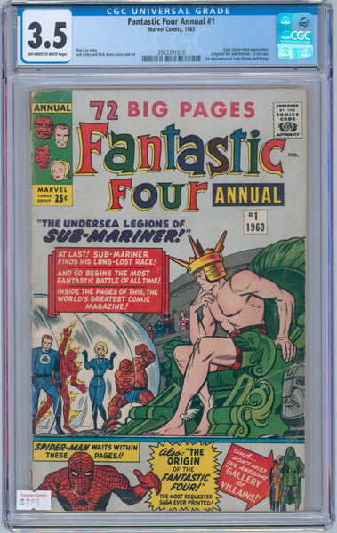 Fantastic Four Annual #1 3.5 CGC Origin Sub-Mariner 1st App Lady Dorma & Krang