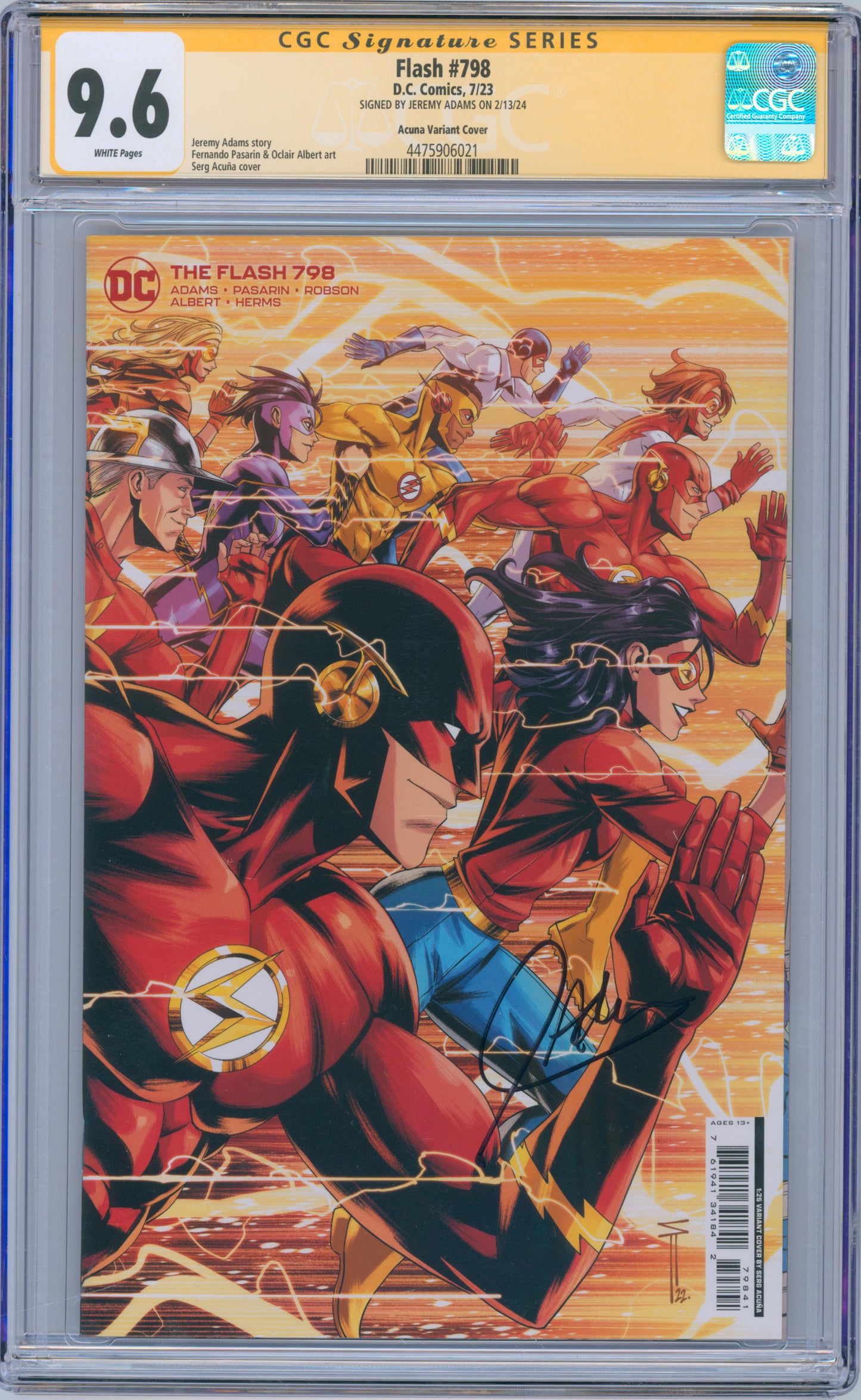 Flash #798 9.6 CGC Acuna Variant Cover Signed by Jeremy Adams