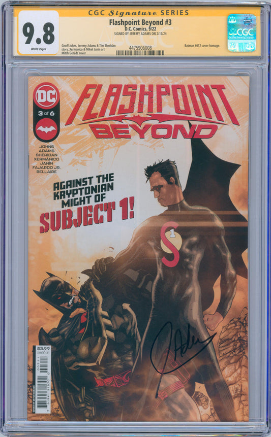 Flashpoint Beyond #3 9.8 CGC Signed by Jeremy Adams