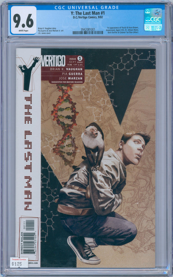 Y: The Last Man #1 9.6 CGC 1st App Yorick & Hero Brown, Ampersand, Agent 355