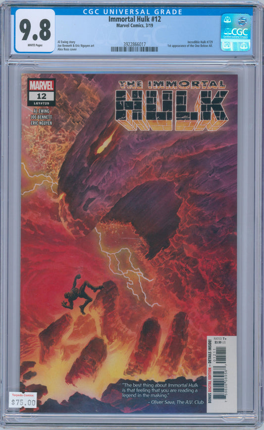 Immortal Hulk #12 9.8 CGC 1st Appearance of the One Below All