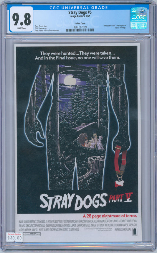 Stray Dogs #5 9.8 CGC Variant Cover "Friday the 13th" movie poster cover homage