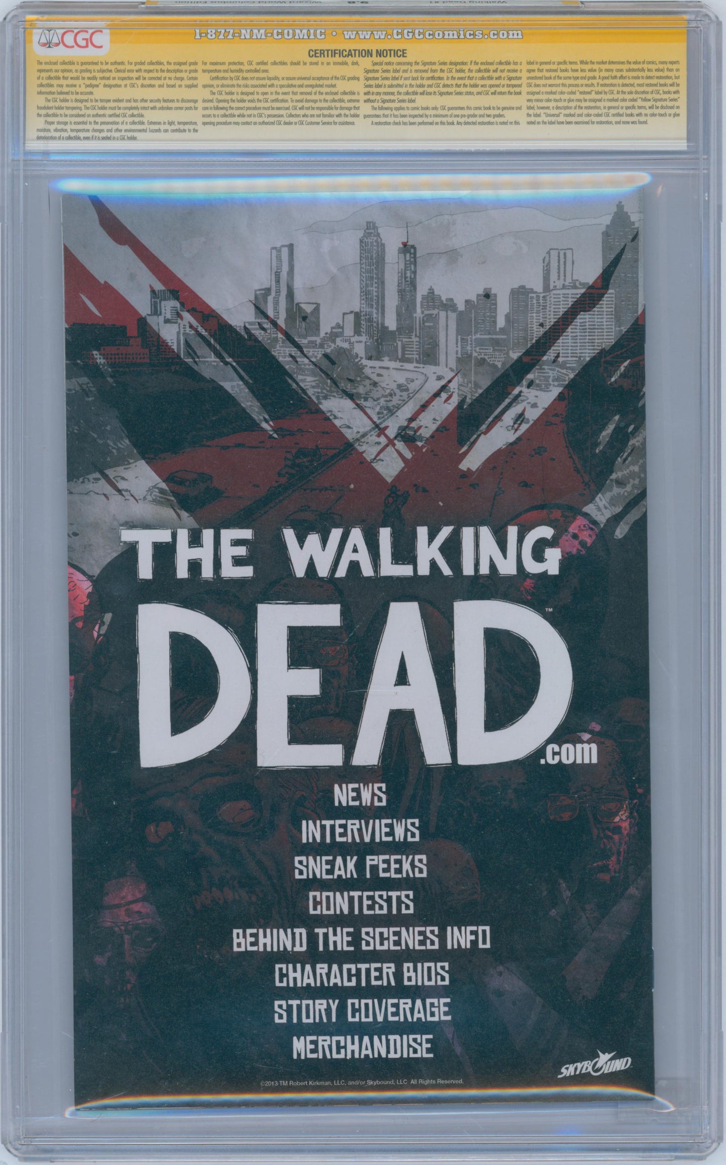 Walking Dead #1 9.8 CGC WW Columbus Edition Signed by Stuart Sayger