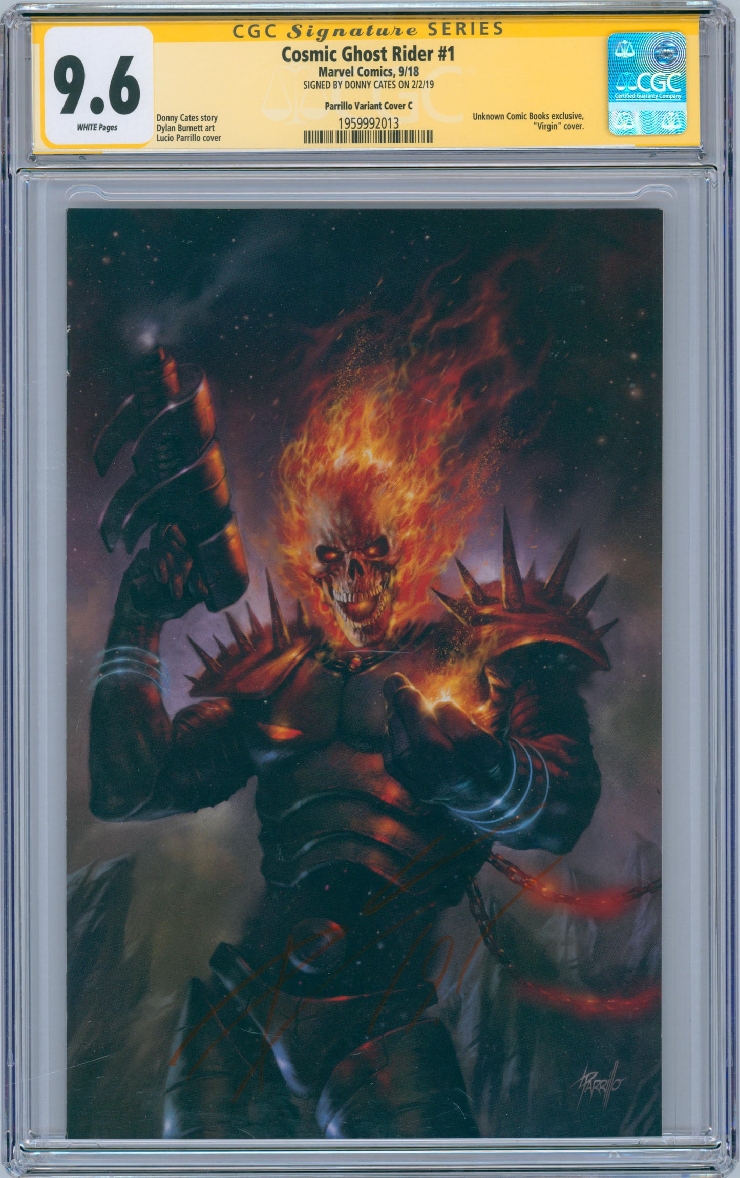 Cosmic Ghost Rider #1 CGC (2018) Parrillo Variant Cover C Signed by Donny Cates