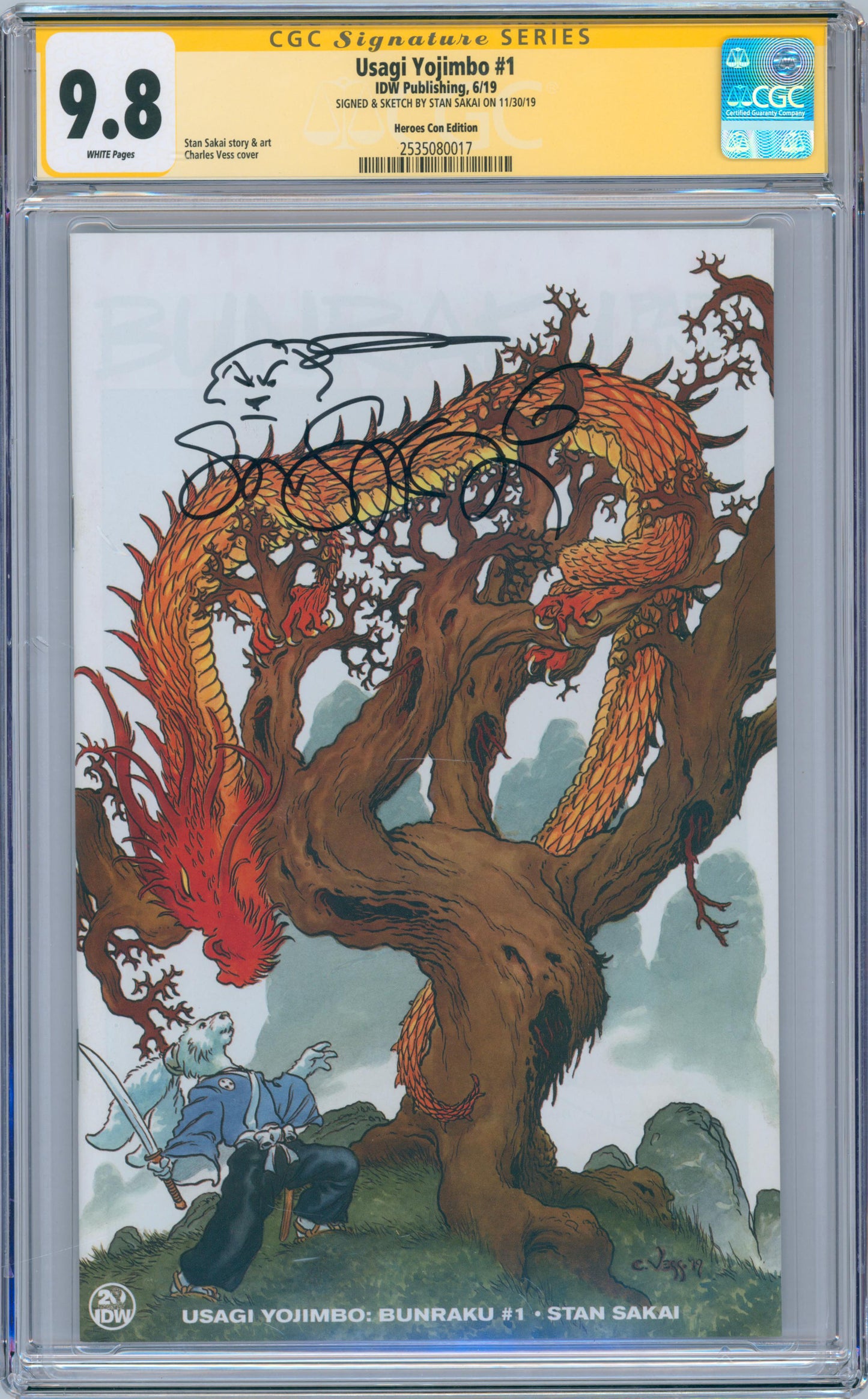 Usagi Yojimbo #1 CGC (2019) Heroes Con Edition Signed & Sketch by Stan Sakai