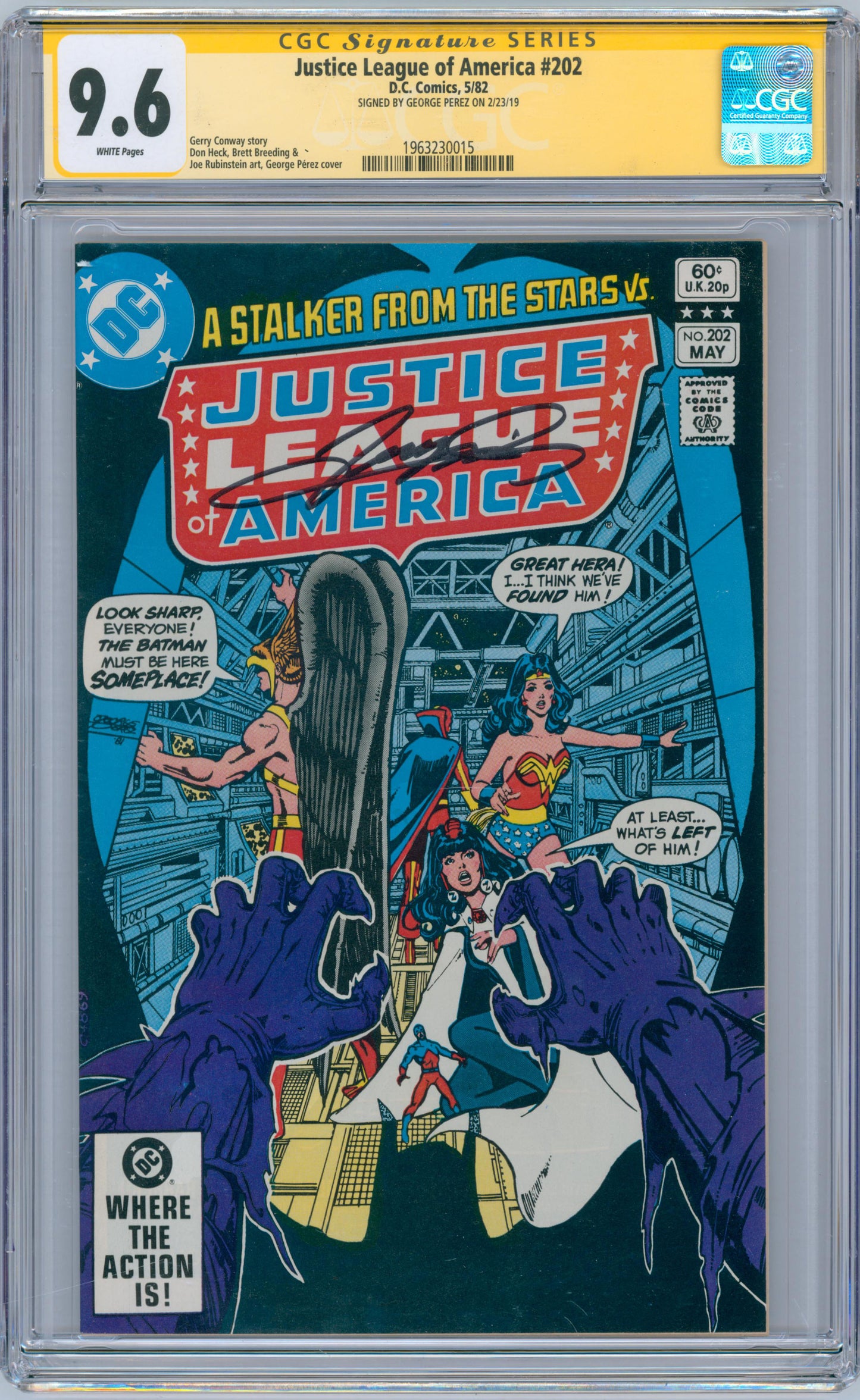 Justice League Of America #202 9.6 CGC Signed by George Perez