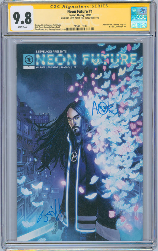 Neon Future #1 9.8 CGC Signed by Steve Aoki & Tom Bilyeu