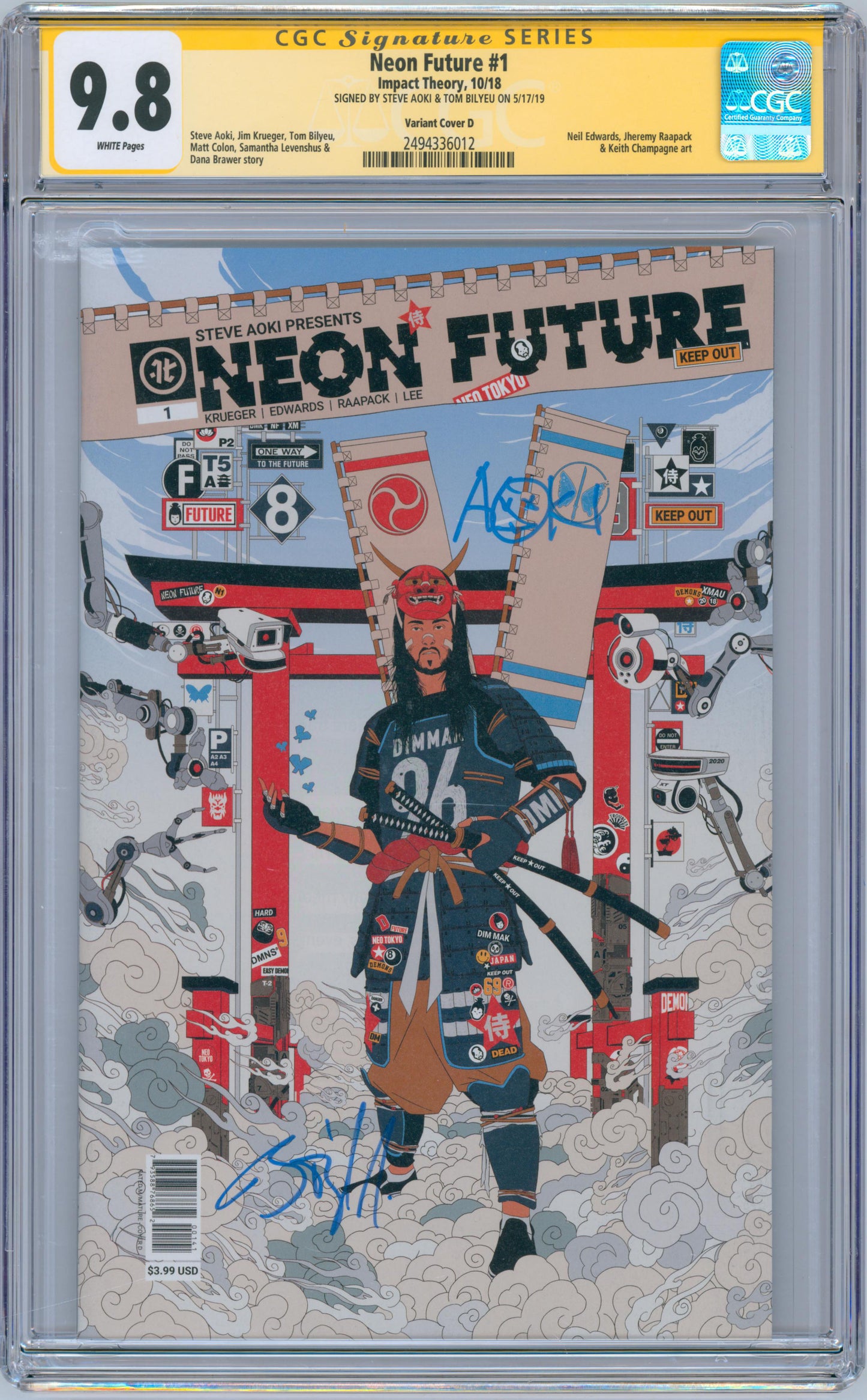 Neon Future #1 9.8 CGC Variant Cover D Signed by Steve Aoki & Tom Bilyeu