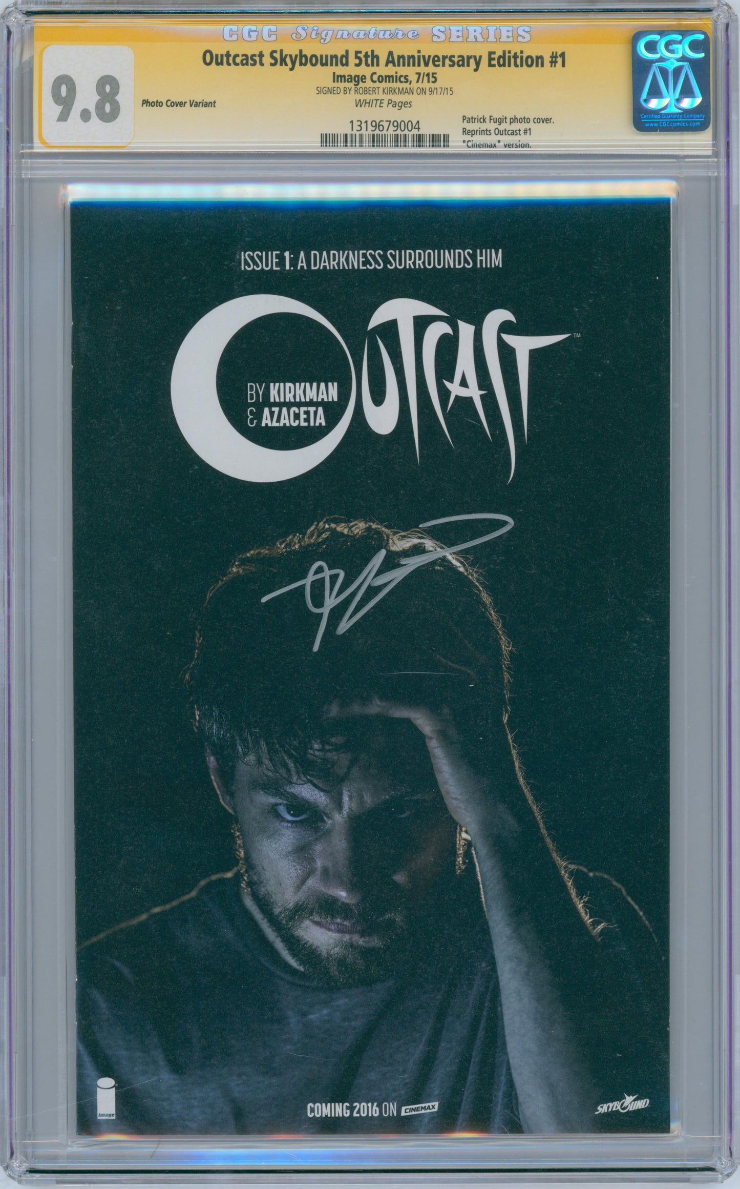 Outcast Skybound 5th Anniversary Ed. #1 9.8 CGC Photo Var. Signed Robert Kirkman