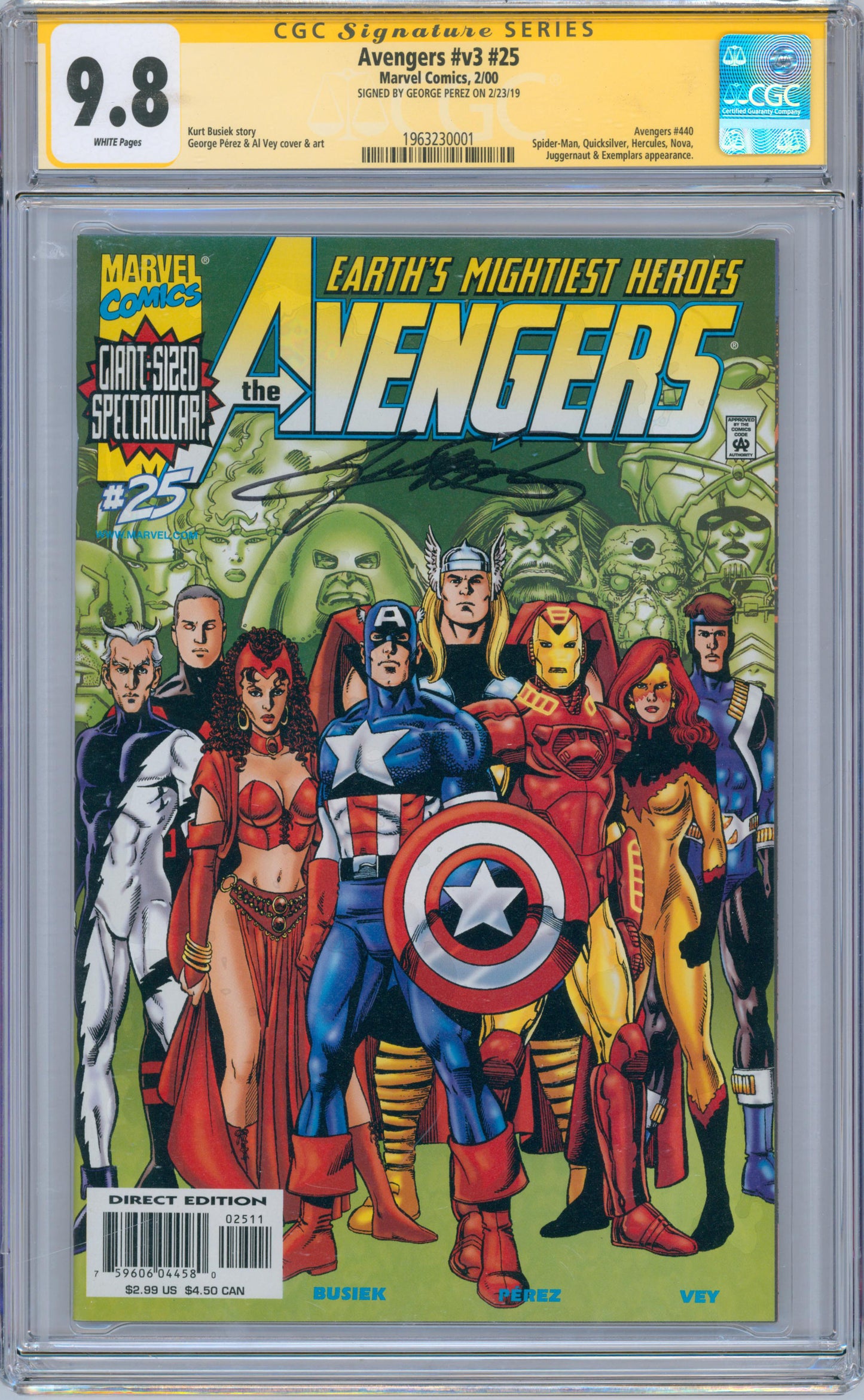 Avengers #v3 #25 9.8 CGC Signed by George Perez