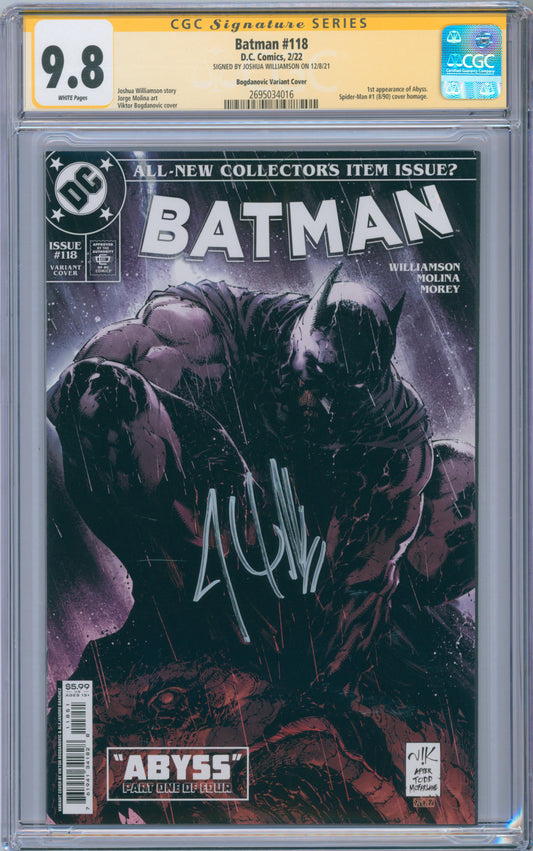 Batman #118 9.8 CGC Bogdanovic Variant Cover Signed by Joshua Williamson