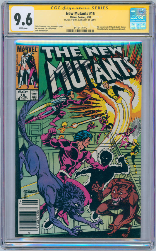 New Mutants #16 9.6 CGC Signed by Chris Claremont 1st App of Thunderbird II