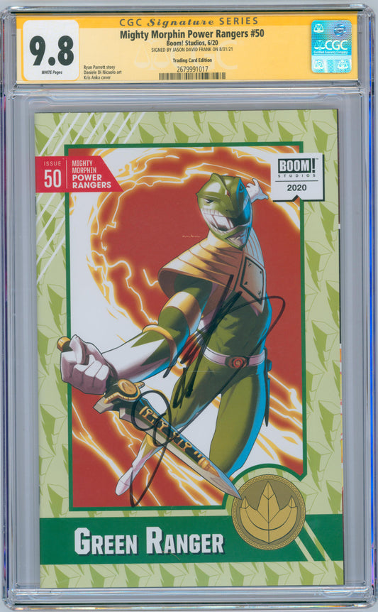 Mighty Morphin Power Rangers #50 9.8 CGC Trading Card Ed Sign Jason David Frank