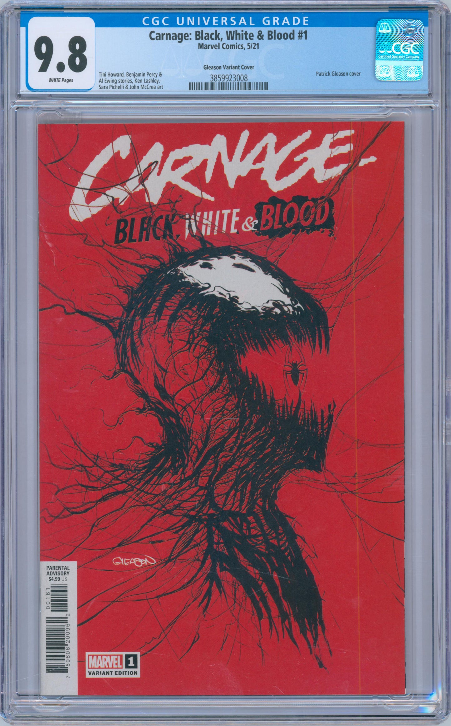 Carnage: Black, White & Blood #1 9.8 CGC Gleason Variant Cover